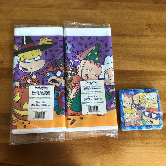 NEW Rugrats Halloween Party Set Tablecloths x2 Paper Napkins Nickelodeon VINTAGE - Picture 1 of 6